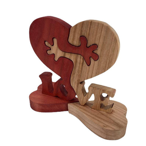 Valentines Day Gift Wooden Heart Love Desktop Ornament Wooden Decoration